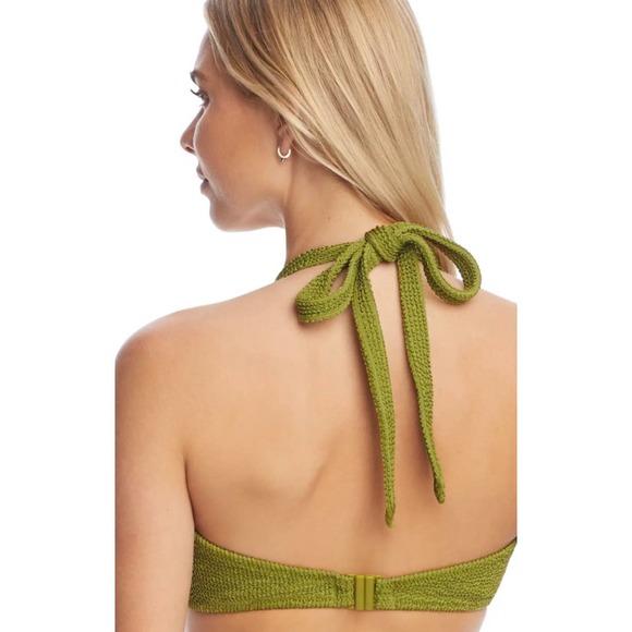 Miss Mandalay Honey Underwire Halter Plunge Bikini Set 34D & Small Moss - Picture 2 of 6